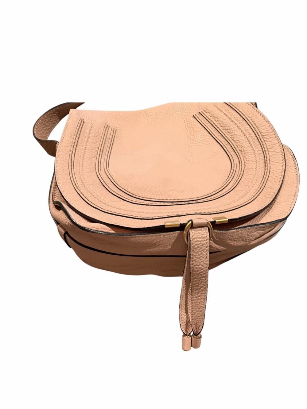 Chloe Medium Marcie Soft Pink Leather Crossbody Saddle Bag - Picture 2 of 10